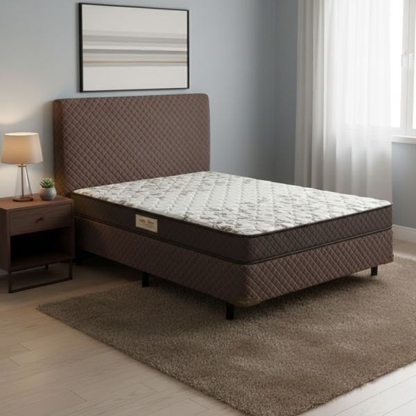 Conjunto Box Casal Ecoflex Ecoline D23 138 x 188 cm Conforto e Qualidade | Marrom/Floral