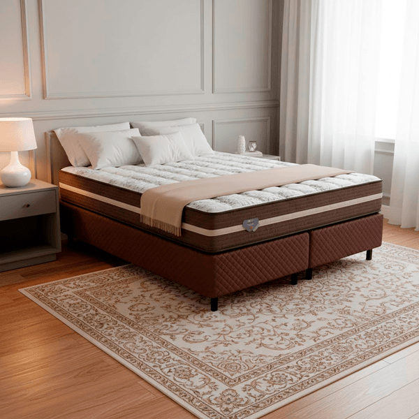 Conjunto Box Casal Ecoflex King Size 68x193x203cm| Marrom/Marrom