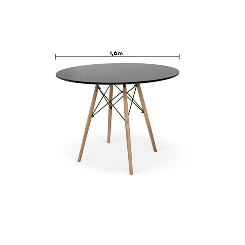 Mesa de Jantar Eiffel Charles Eames DKR 1,0m Preta