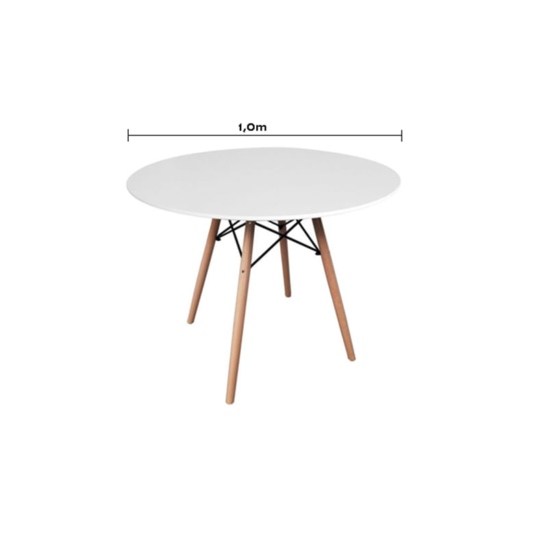Mesa de Jantar Eiffel Charles Eames DKR 1,0m Branca