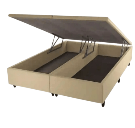 Base Box Baú Prince Sued Queen Size 158 x 197 x 41cm | Bege