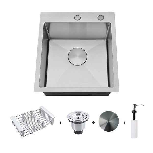 Kit Cuba Gourmet com Acessórios Solo 40x40 e Dosador e Válvula e Escorredor e Tampa Decorativa Arell Aço Escovado