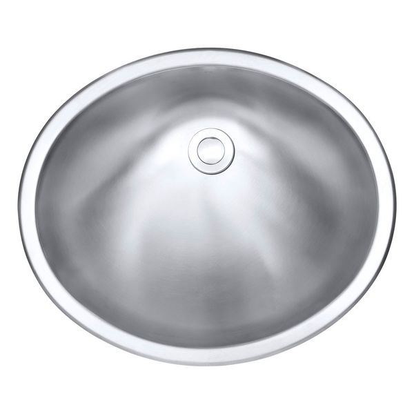 Cuba Oval Para Banheiro Inox 1mm Escovado C120 48,6x41x17,8 Cm Aço Escovado