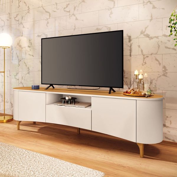 Rack Bancada Para TV Até 80 Polegadas Elara HB Móveis | Off White/Cinamomo