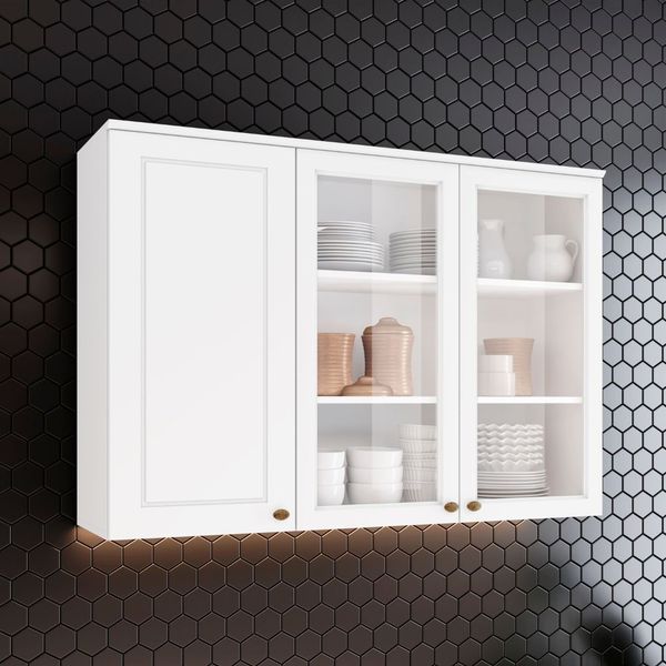 Armário Aéreo 3 Portas Americana Henn 120cm | Branco