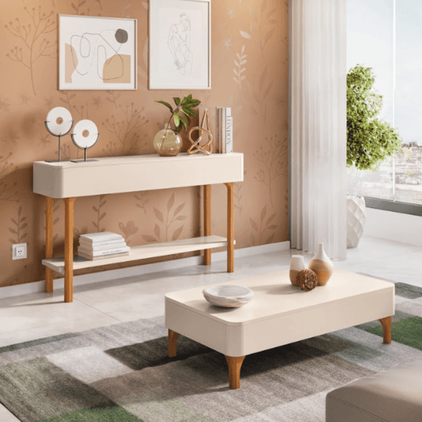 Conjunto Aparador Fiero e Mesa de Centro Liz HB Móveis | Off White