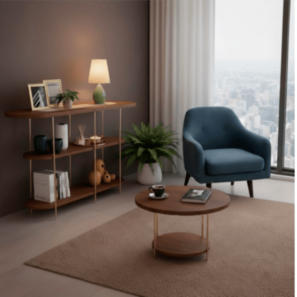 Conjunto Aparador Infinity com Mesa de Centro Sky HB Móveis | Castanho