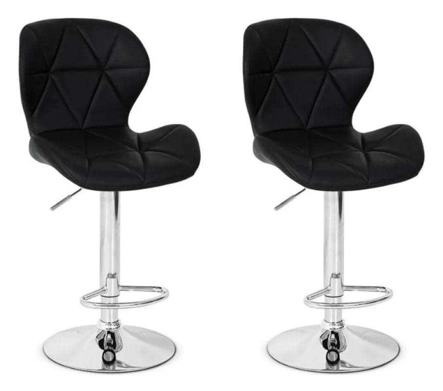 2 Banquetas Slim Confort Estofada Giratória Altura Ajustável