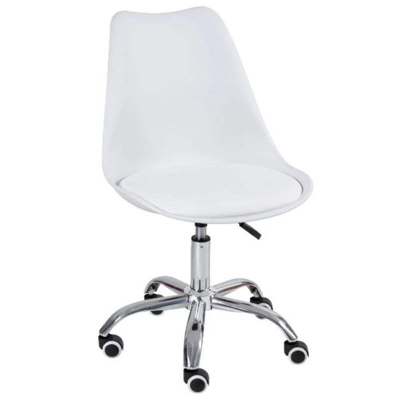 Cadeira com rodízios Tulipa Leda Office escritório Branco