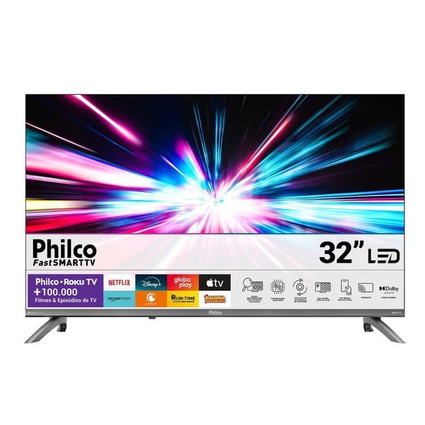 TV 32" Philco Smart Led Roku Dolby Audio P32CRB | Cinza (Bivolt)