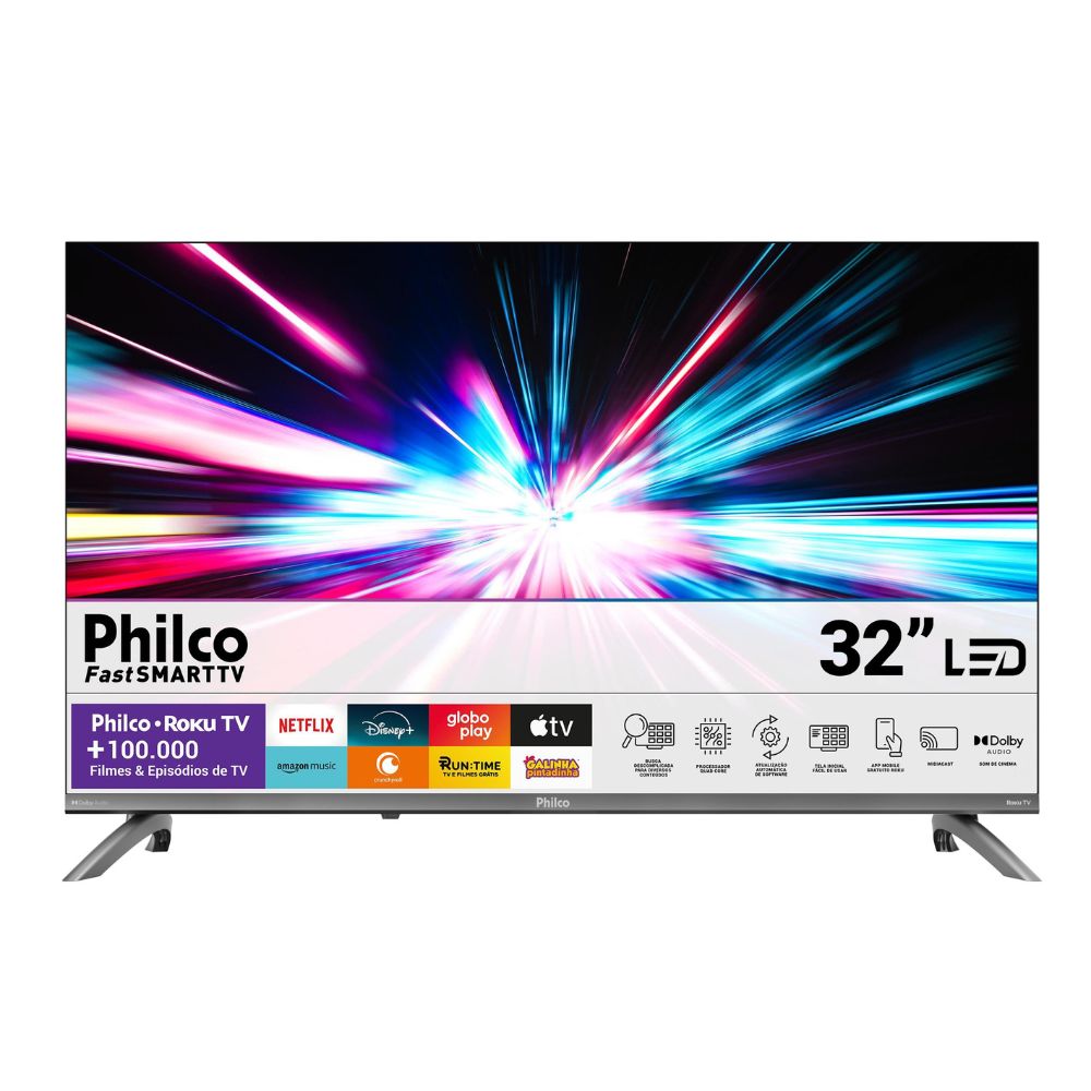 TV 32" Philco Smart Led Roku Dolby Audio P32CRB