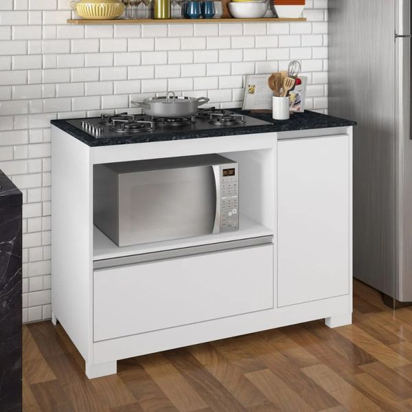 Balcão de Cozinha 110,6 cm 1 Porta 1 Gavetão Notável | Branco