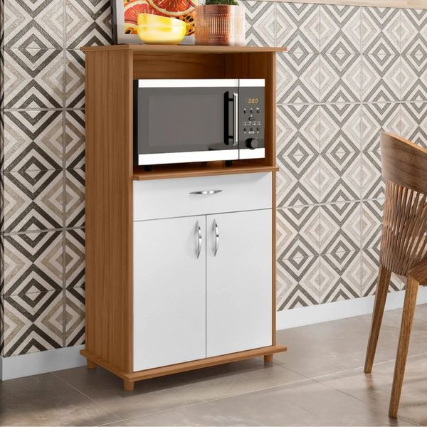 Balcão de Cozinha 67 cm 2 Portas 1 Gaveta com Tampo Notavel | Freijo/Branco