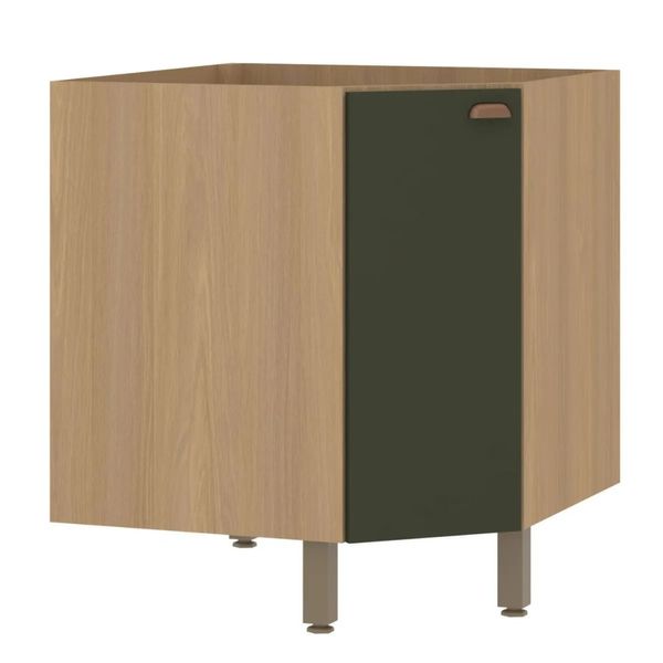 Balcão de Canto 74 cm 1 Porta com Tampo Luciane Classic | Verde/Freijo (S/V)