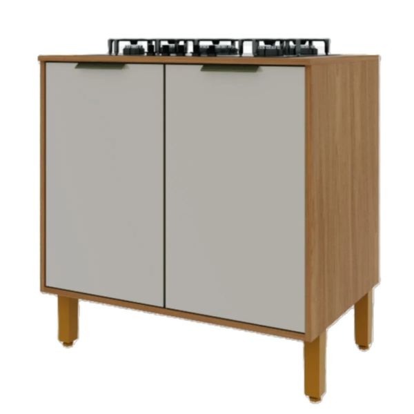 Balcão de Cozinha 80 cm 2 Portas Indekes Paris | Freijo/Off White (S/V)