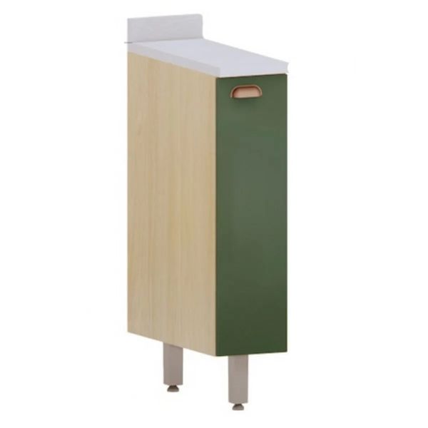Balcão de Cozinha 20 cm 1 Porta com Tampo Luciane Classic | Verde/Freijo