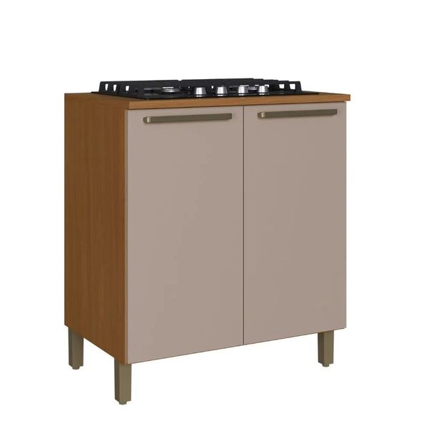 Balcão de Cozinha 80 cm 2 Portas com Tampo Indekes Imperial | Freijo/Camurça