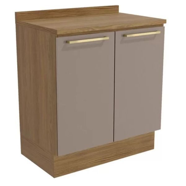 Balcão de Cozinha 80 cm 2 Portas Com Tampo Kappesberg Botanic | Nogueira Fosco/Fendi Fosco (S/V)