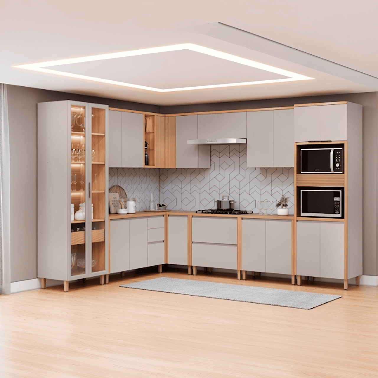 Cozinha Modulada de Canto Allure Linea Brasil 10 Peças 20 Portas 4 Gavetas