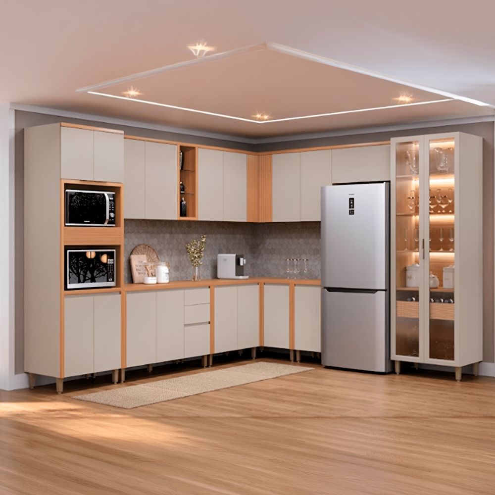 Cozinha Modulada de Canto Allure Linea Brasil 10 Peças 20 Portas 3 Gavetas