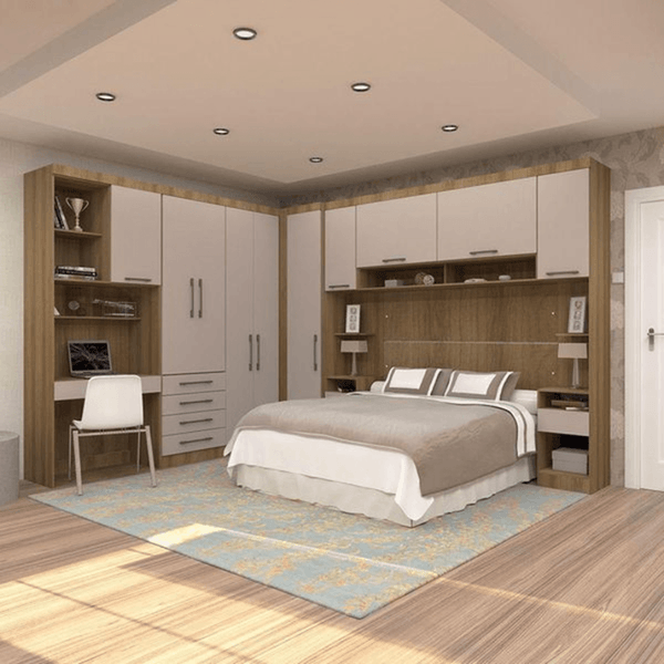 Conjunto Quarto Queen 7 Peças 11 Portas 7 Gavetas Paris Luciane Móveis | Avela/Cinammon