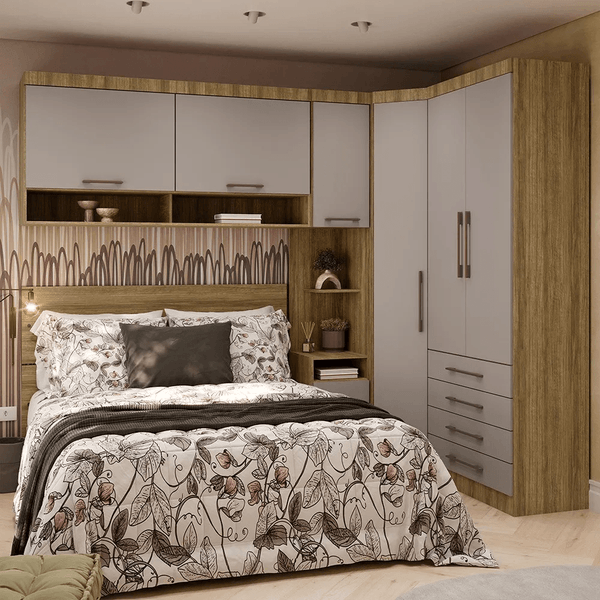Conjunto Quarto Queen 5 Peças 6 Portas 5 Gavetas Paris Eucamóveis | Avela/Cinammon