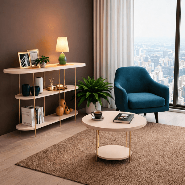Conjunto Aparador Infinity com Mesa de Centro Sky HB Móveis | Off White