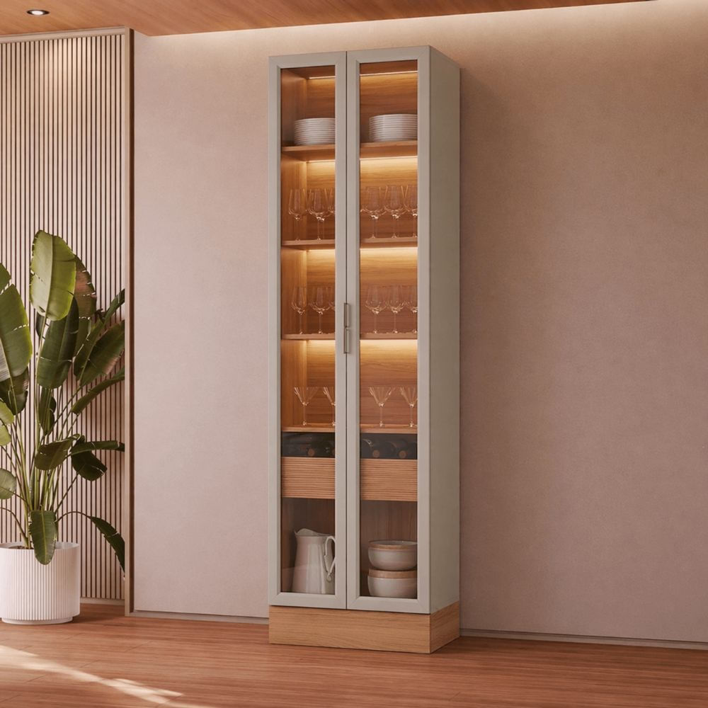 Cristaleira LED Com Rodapé Allure Linea Brasil 100% MDF 70cm