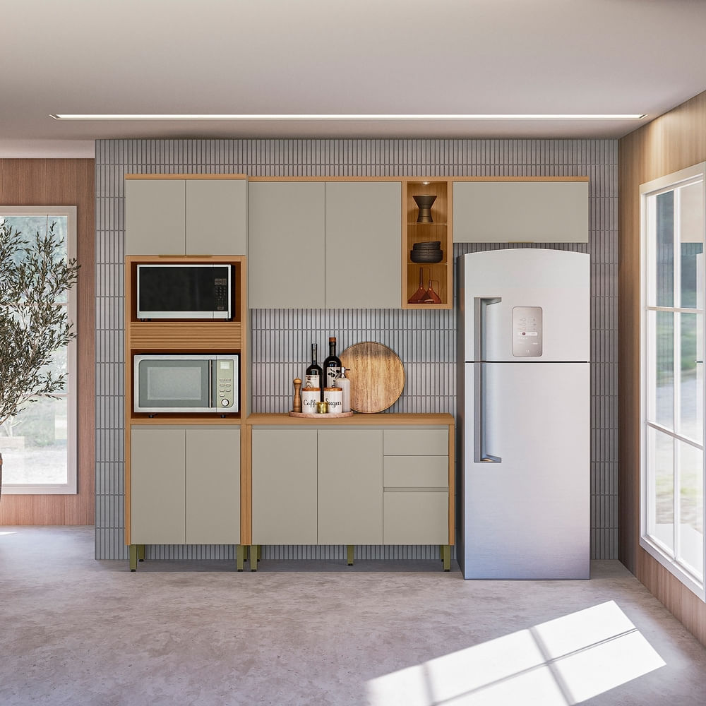 Cozinha Modulada Allure Linea Brasil 4 Peças MDF com LED Funcional A01M2