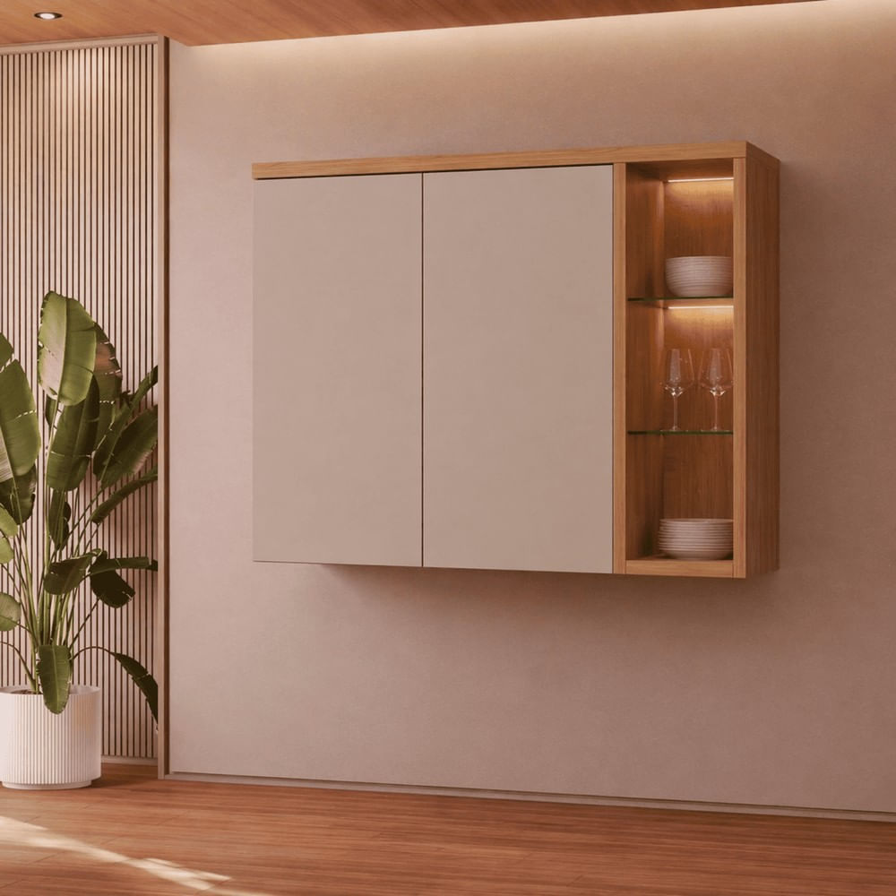 Armário Aéreo 120cm 2 Portas com Nicho Linea Brasil Allure