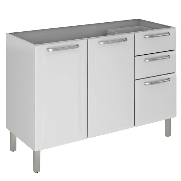 Balcão de Cozinha 120 cm 3 Portas 2 Gavetas Sem Tampo Itatiaia Tarsila Balcão Tarsila 3 Portas 2 Gavetas sem Tampo Itatiaia IG3G2-120 | Branco (S/V)