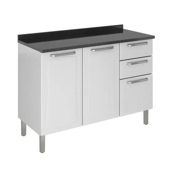 Balcão de Cozinha 120 cm 3 Portas 2 Gavetas com Tampo Itatiaia Tarsila Balcão de Cozinha Tarsila 3 Portas 2 Gavetas com Tampo 120cm Itatiaia | Branco (S/V)