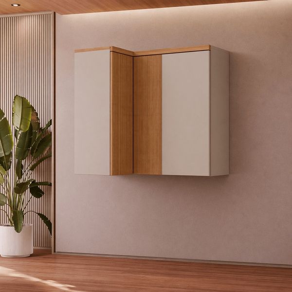 Armário Aéreo 93cm 3 Portas Linea brasil Allure | Jequitiba/Gris Fosco
