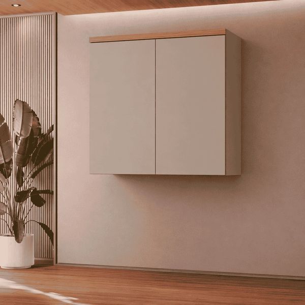 Armário Aéreo 80cm 2 Portas Linea Brasil Allure | Jequitiba/Gris Fosco