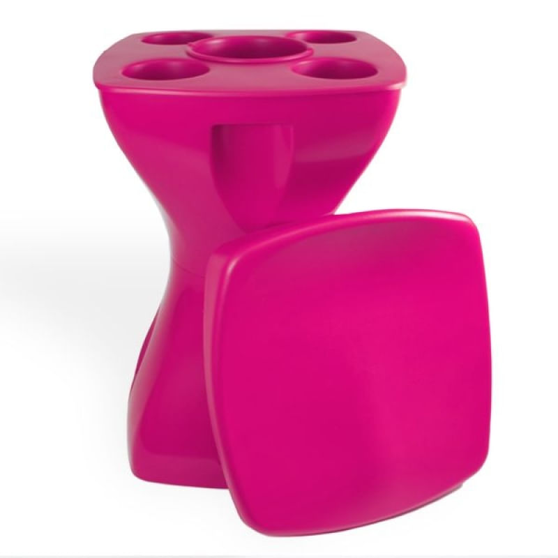 Banqueta Petisqueira Rosa Multiuso Mesa Lateral Apoio Jardim