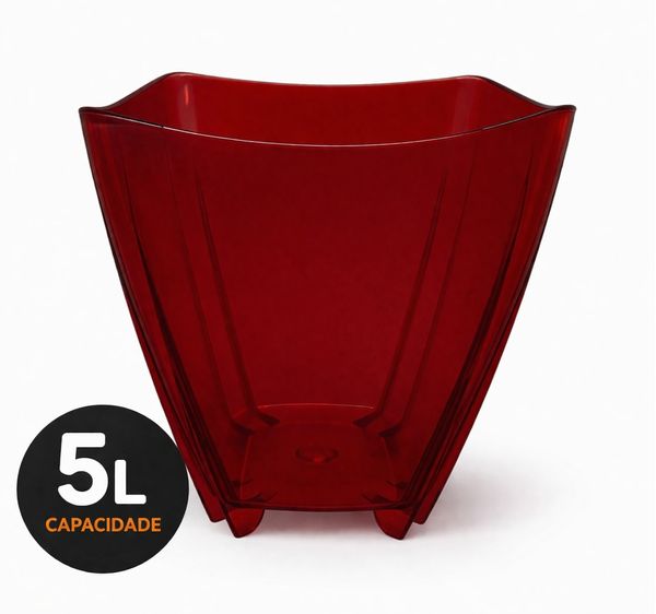Champanheira Vermelho 5L Translúcida Balde de Gelo Cachepô