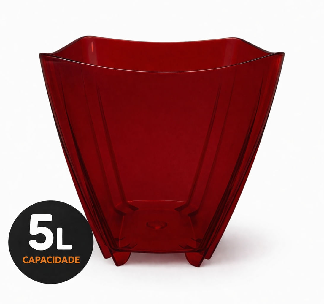 Champanheira Vermelho 5L Translúcida Balde de Gelo Cachepô