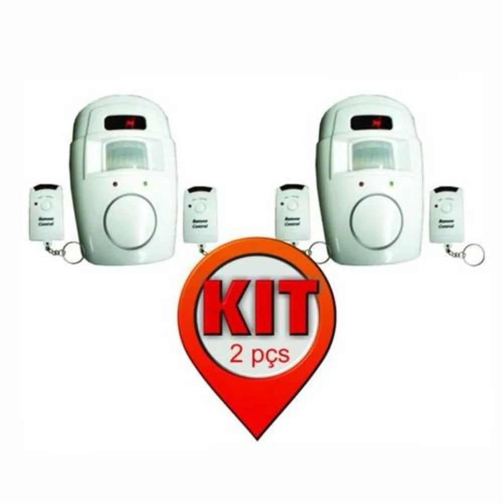 Kit 2 Unidades - Alarme Com Sensor De Presença Sem Fio Acompanha 2 Controles