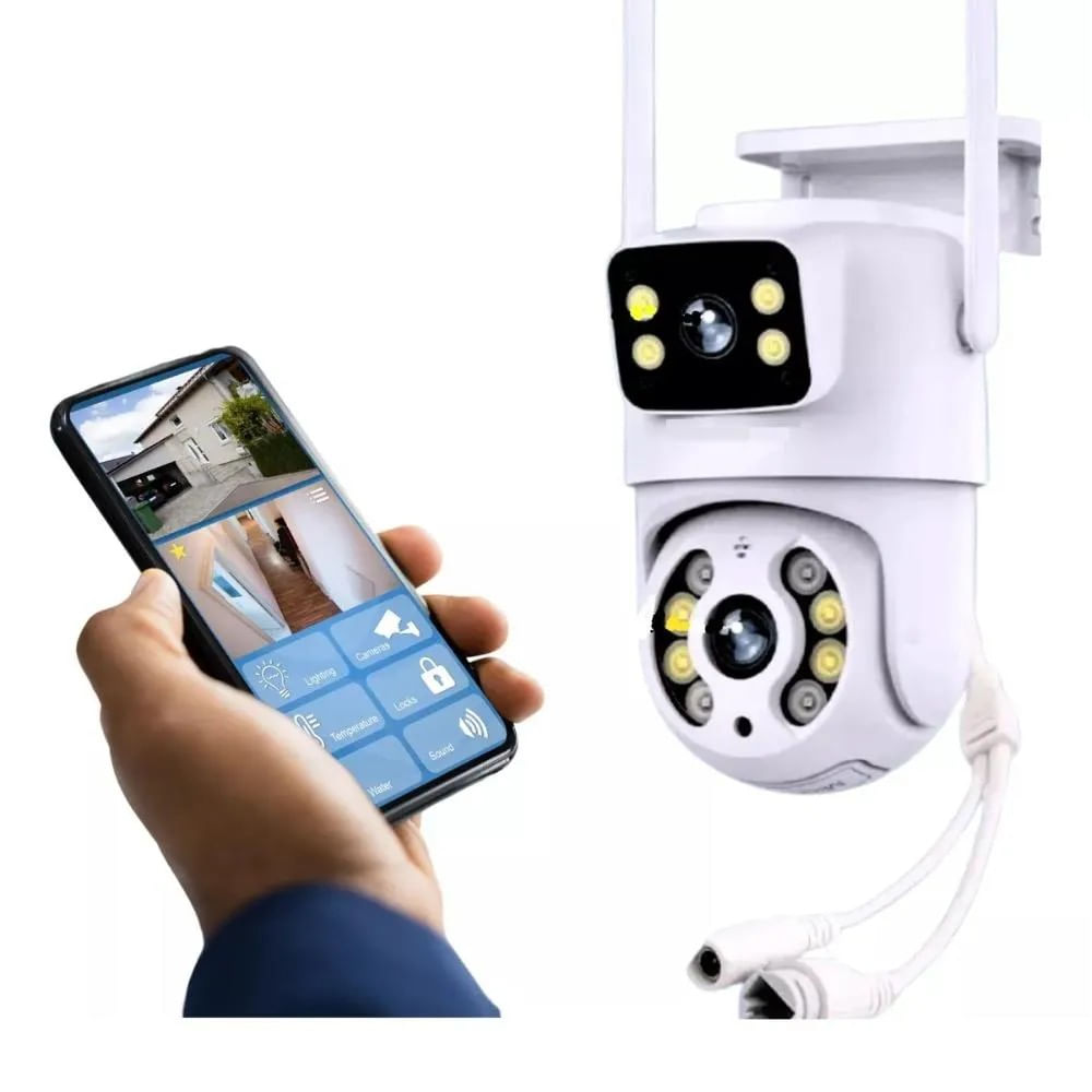 Câmera IP Wi-fi Lentes Dupla Externa Prova D'água Infravermelho HD 1080P