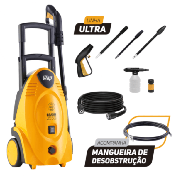 Desobstruidora Lavadora Pressão Wap Bravo Ultra 2550 1700W Desobstruidora Lavadora Pressão Wap Bravo Ultra 2550 | Amarelo/Preto (127 V)