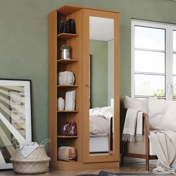 Armário Multiuso Lavanderia 179cm 1 Porta 11 Prateleiras Henn Duetto | Cinamomo