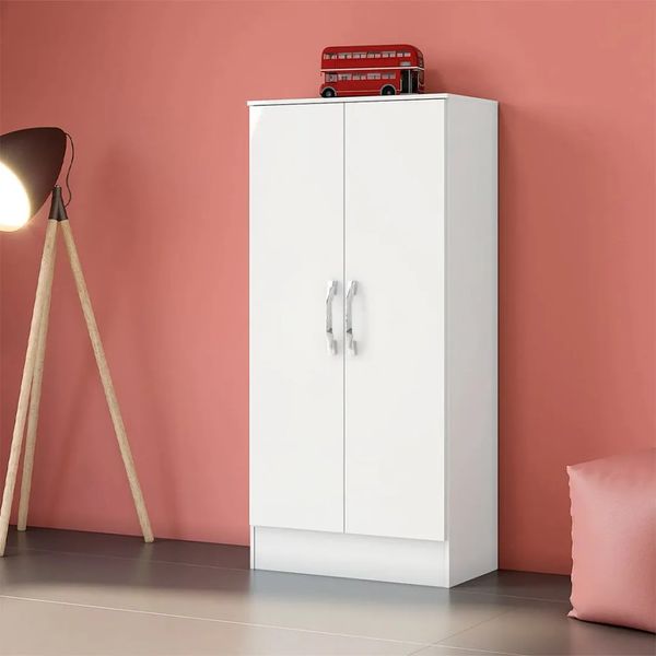 Armário Multiuso Lavanderia 130cm 2 Portas 4 Prateleiras Henn Peg Lev | Branco