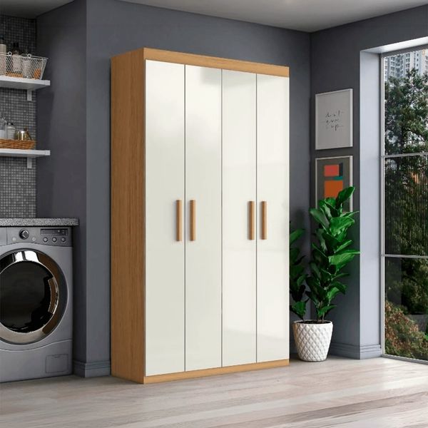 Armário Multiuso Lavanderia 182,5cm 4 Portas 4 Prateleiras Aramoveis | Atacama/Off White