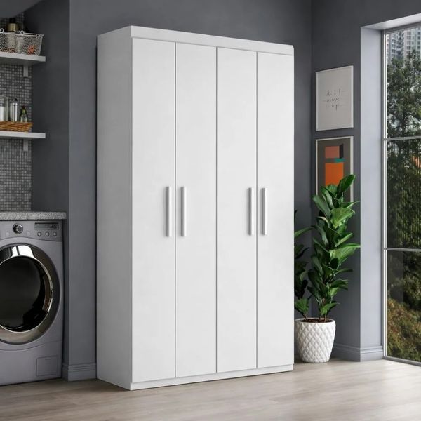 Armário Multiuso Lavanderia 182,5cm 4 Portas 4 Prateleiras Aramoveis | Branco