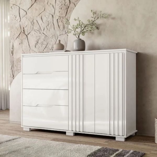 Cômoda 2 Portas 4 Gavetas Moval Texas | Branco