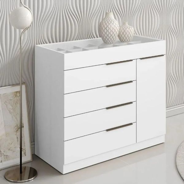 Cômoda 1 Porta 5 Gavetas Aramóveis 2004147 | Branco