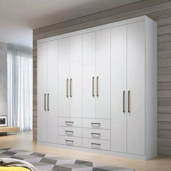 Guarda-Roupa Casal 8 Portas 6 Gavetas Santos Andira Master | Branco