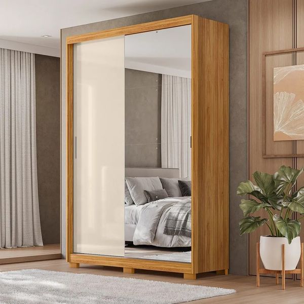 Guarda-Roupa Casal 2 Portas 4 Gavetas Demobile Star | Cinamomo/Off White