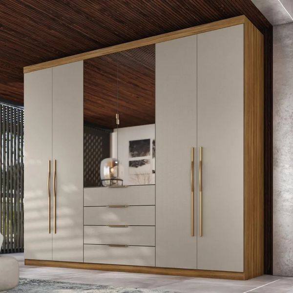Guarda-Roupa Casal 6 Portas 4 Gavetas Demobile Giardino New | Amendola/Nude