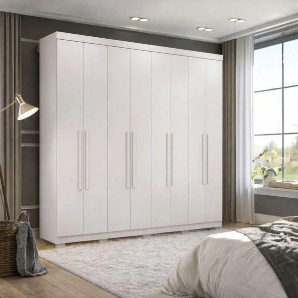 Guarda-Roupa Casal 8 Portas 4 Gavetas Santos Andira Havana Master VIP | Branco